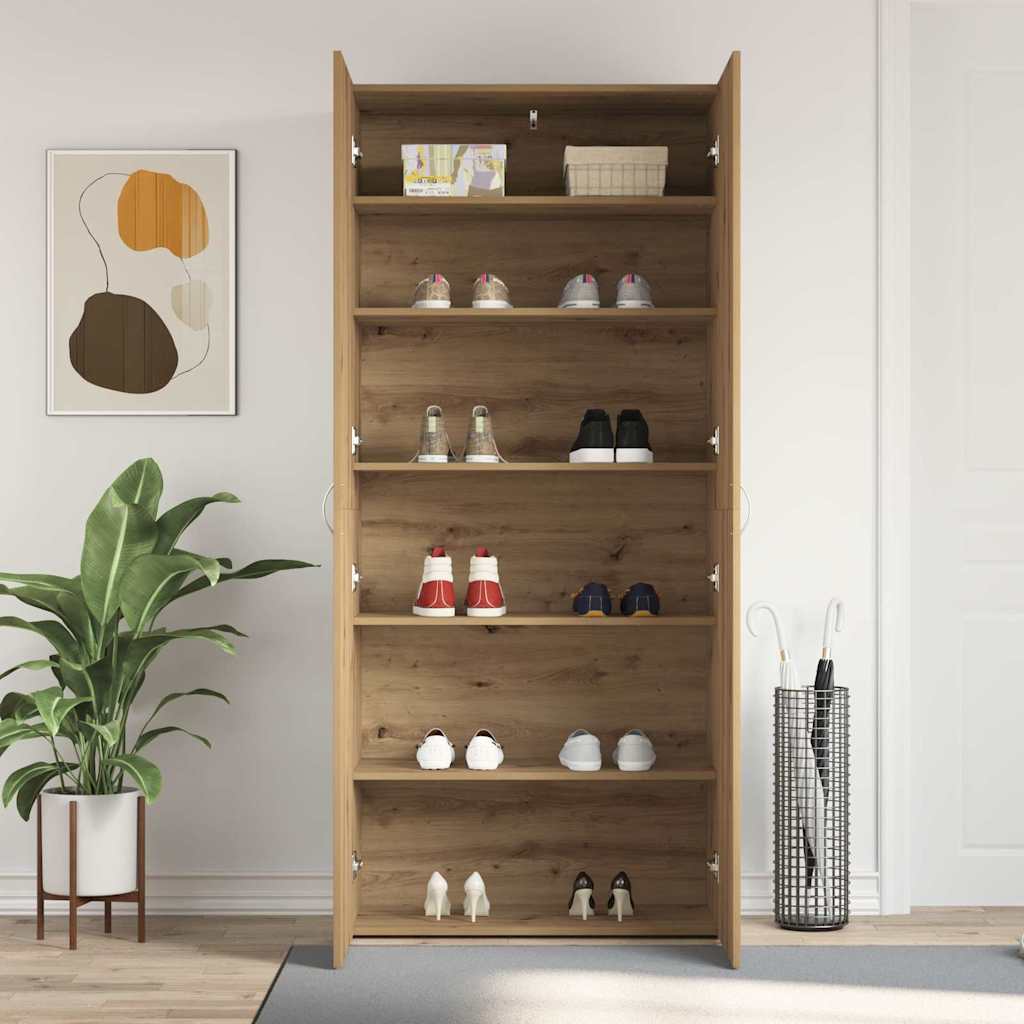 Schuhschrank 80 x 35,5 x 180 cm Holzwerkstoff Braun