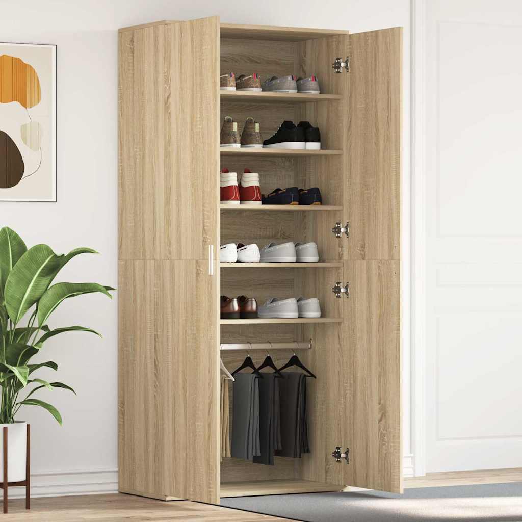 Schuhschrank mit Tür Braun 80 x 39 x 180 cm Holzwerkstoff