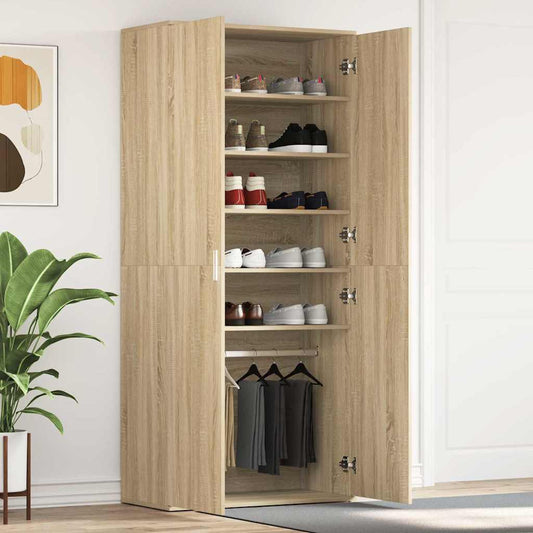 Schuhschrank mit Tür Braun 80 x 39 x 180 cm Holzwerkstoff