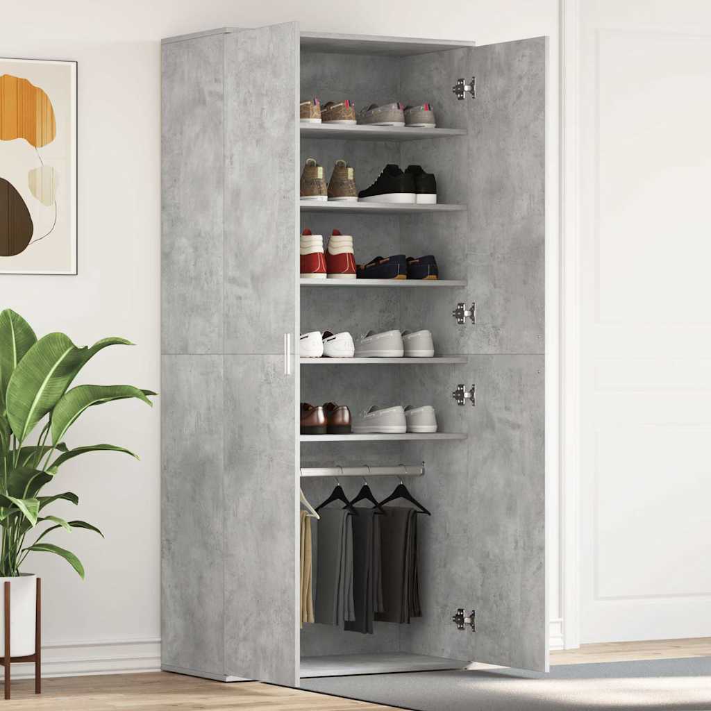 Schuhschrank 80 x 39 x 178 cm Holzwerkstoff Beton Grau