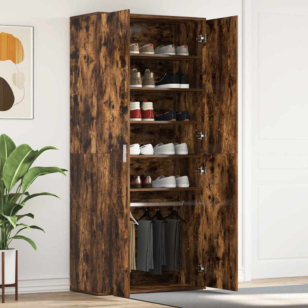 Schuhschrank 80 x 39 x 178 cm Holzwerkstoff Geräucherte Eiche