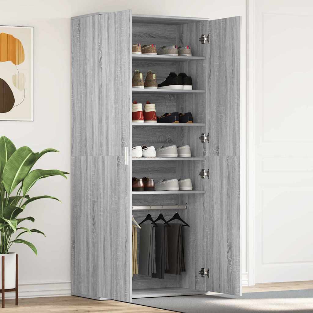 Schuhschrank 80 x 39 x 178 cm Holzwerkstoff Graues Sonoma
