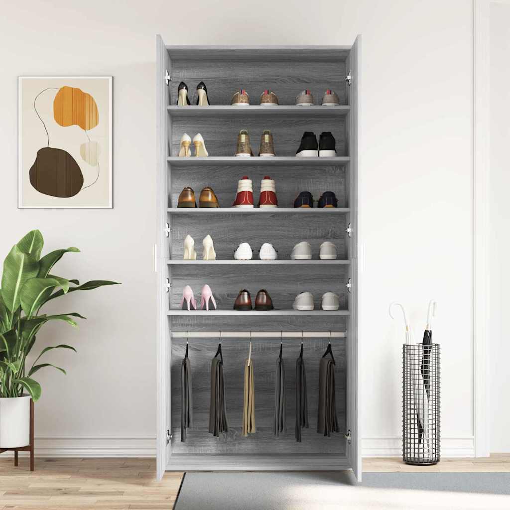 Schuhschrank 80 x 39 x 178 cm Holzwerkstoff Graues Sonoma