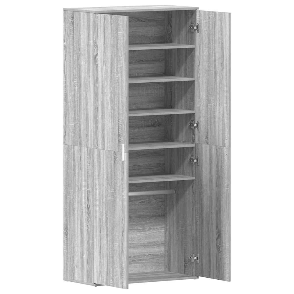 Schuhschrank mit Tür Grau 80 x 39 x 180 cm Holzwerkstoff