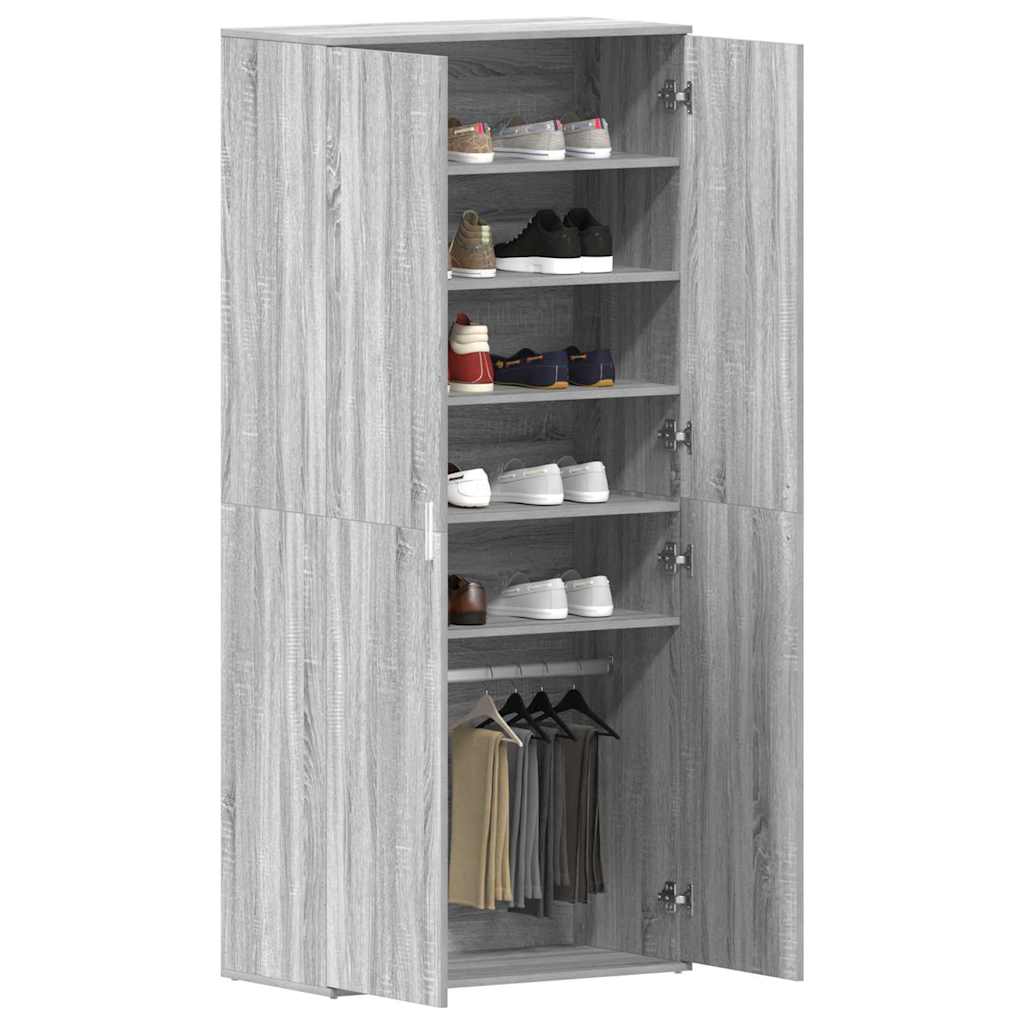 Schuhschrank mit Tür Grau 80 x 39 x 180 cm Holzwerkstoff