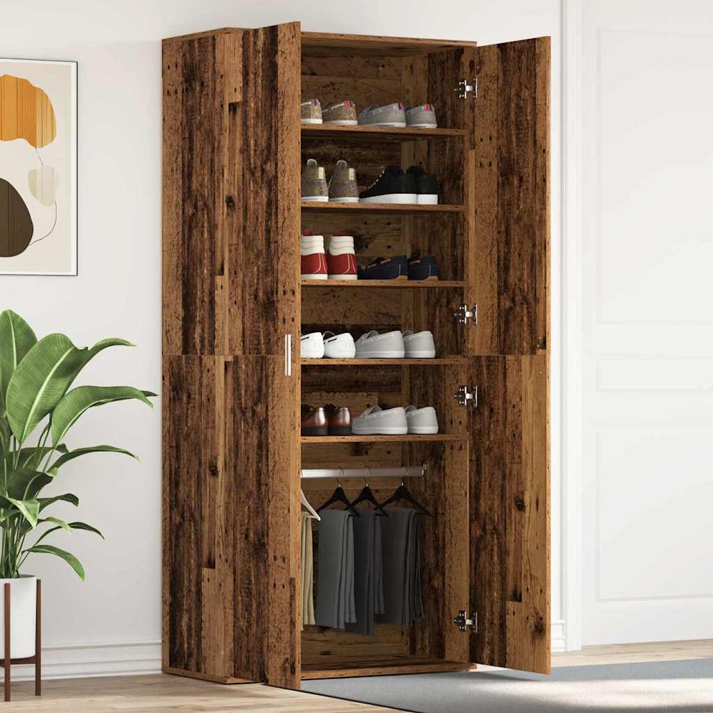 Schuhschrank 80 x 39 x 178 cm Holzwerkstoff Altholz