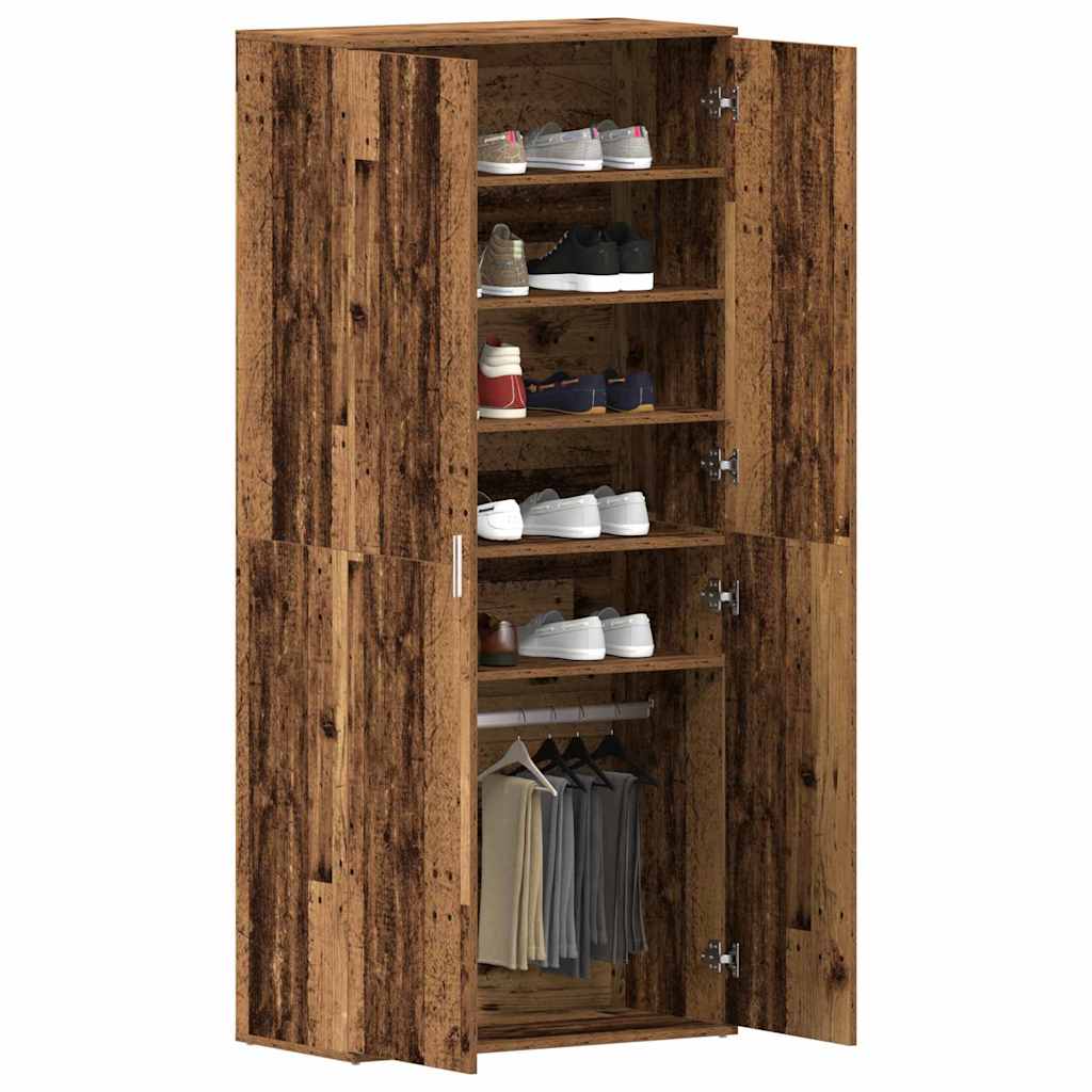 Schuhschrank 80 x 39 x 178 cm Holzwerkstoff Altholz