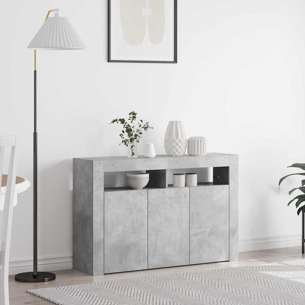 Buffet rectangulaire en bois d'ingénierie gris béton 116 x 30 x 75 cm