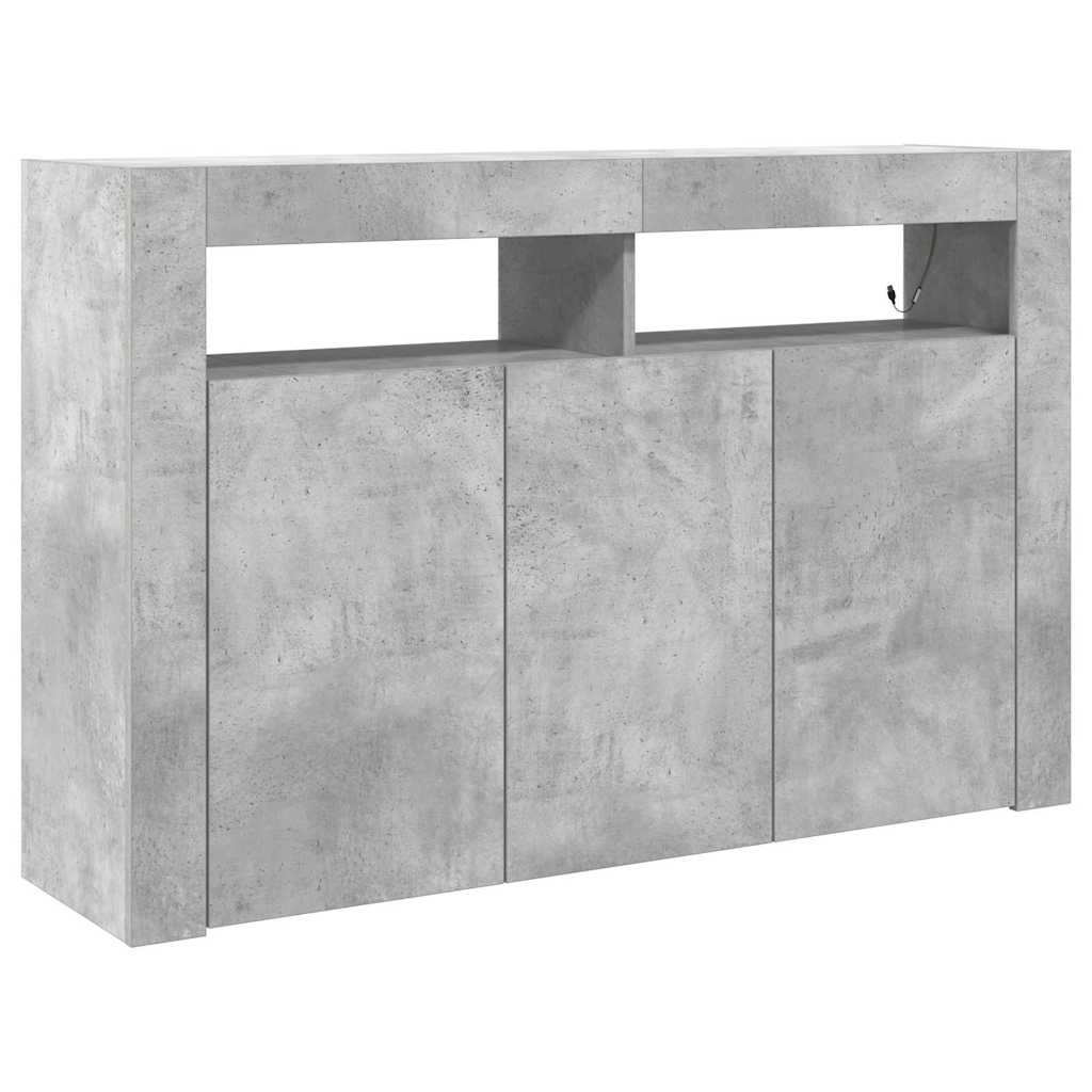 Buffet rectangulaire en bois d'ingénierie gris béton 116 x 30 x 75 cm