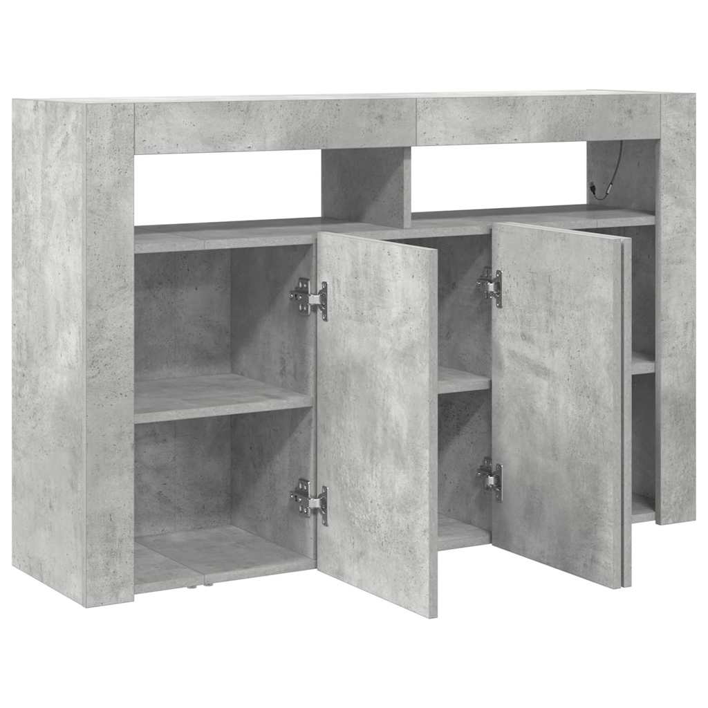 Buffet rectangulaire en bois d'ingénierie gris béton 116 x 30 x 75 cm