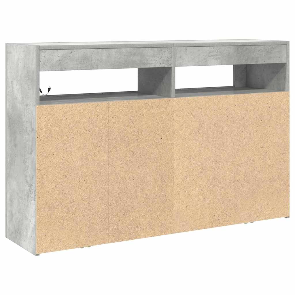 Buffet rectangulaire en bois d'ingénierie gris béton 116 x 30 x 75 cm