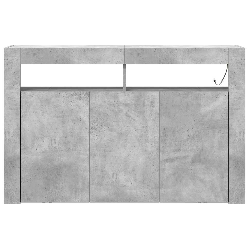 Buffet rectangulaire en bois d'ingénierie gris béton 116 x 30 x 75 cm