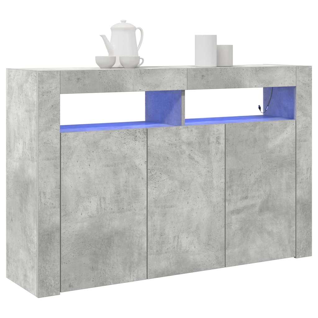 Buffet rectangulaire en bois d'ingénierie gris béton 116 x 30 x 75 cm