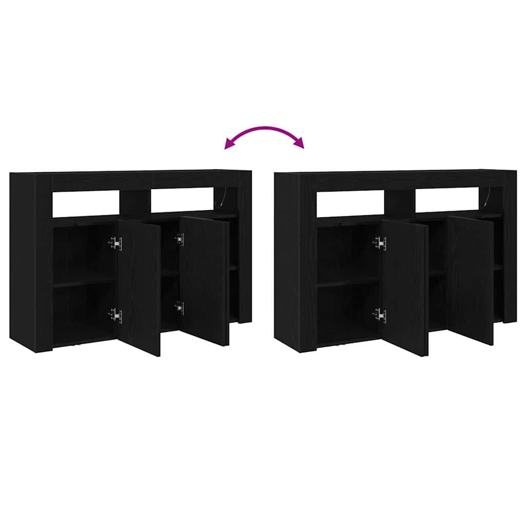 Sideboard Schwarz Eichen-Optik 116 x 30 x 75 cm Holzwerkstoff