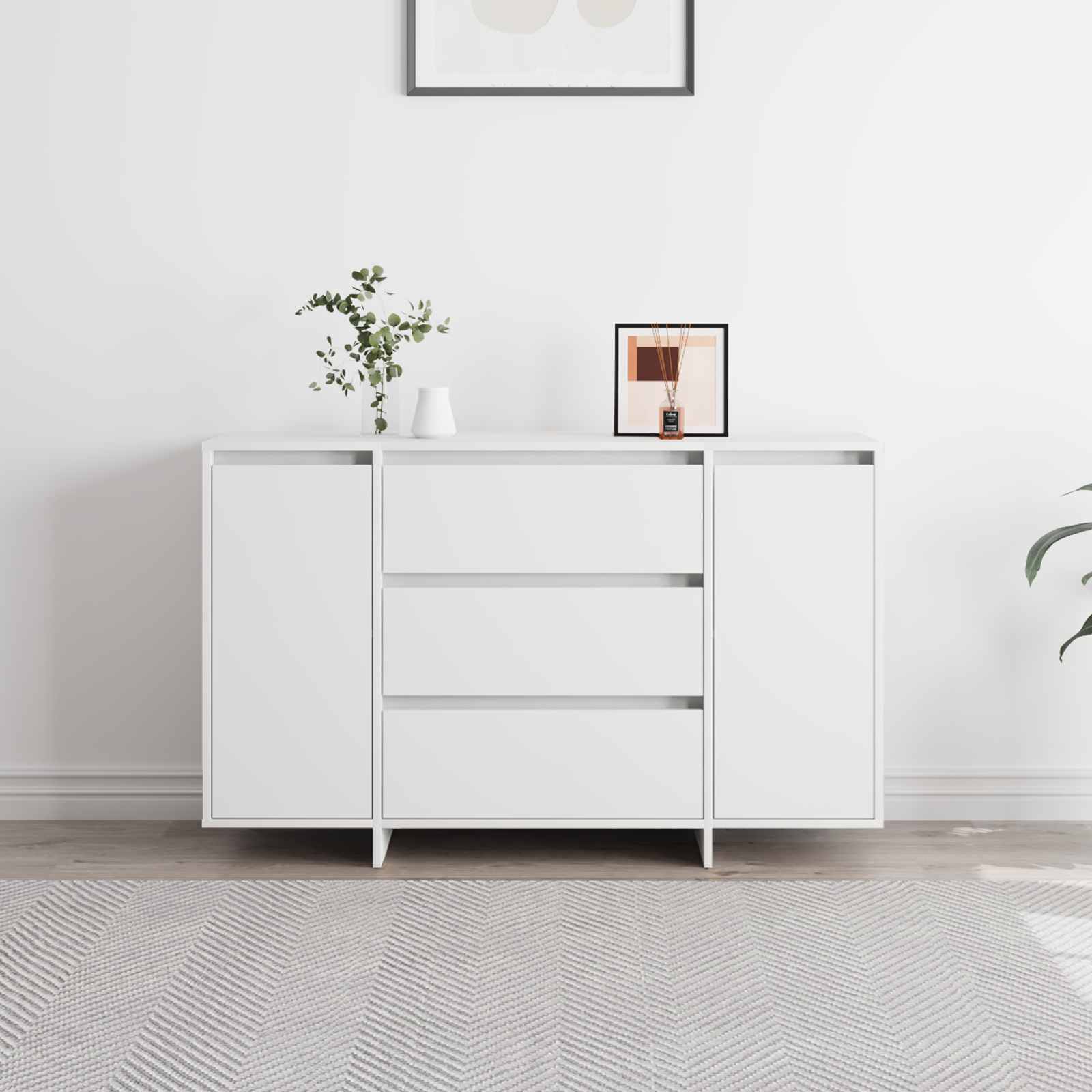 Sideboard mit Schubladen Weiß 120 x 41 x 75 cm Holzwerkstoff
