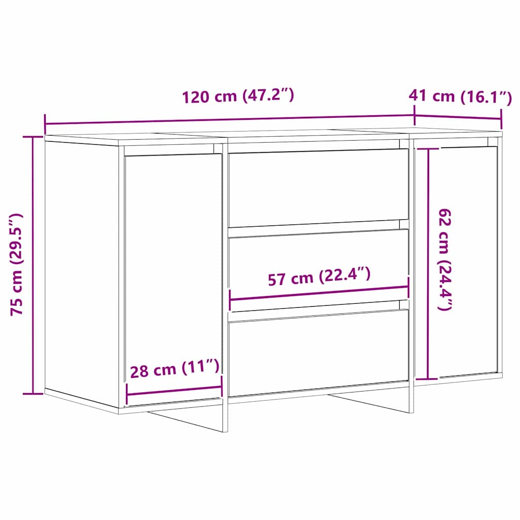 Sideboard Geräucherte Eiche 120 x 41 x 75 cm Holzwerkstoff