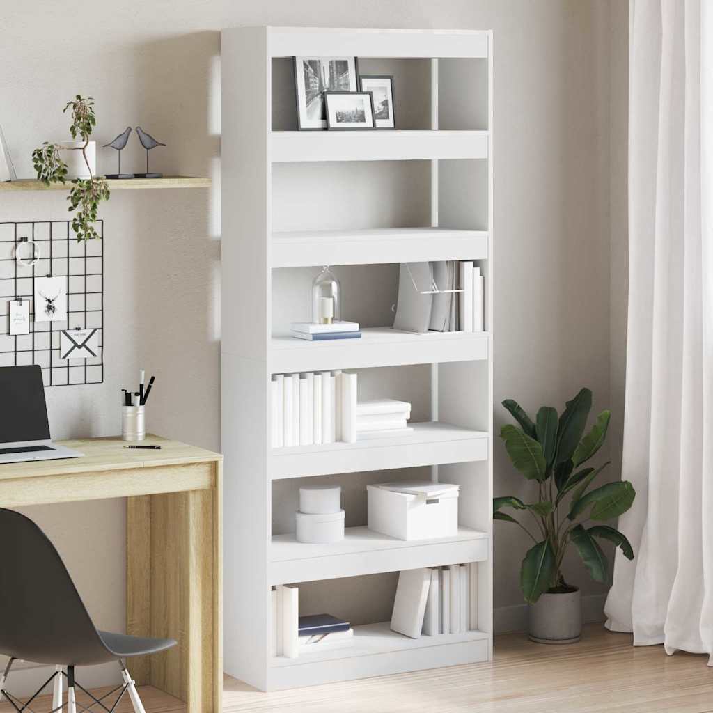 Bücherregal 6 Ebenen 80 x 30 x 198 cm Holzwerkstoff Weiß