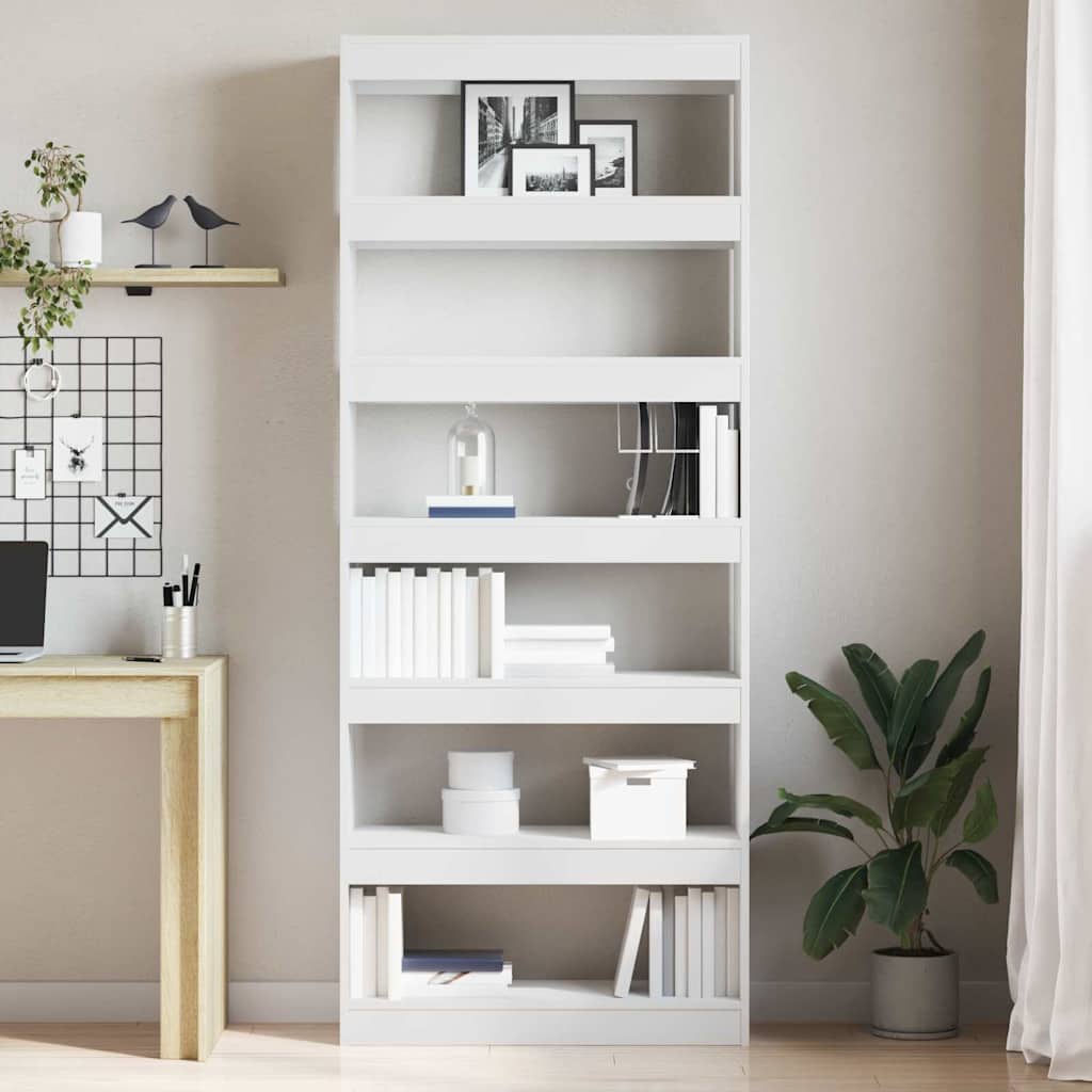 Bücherregal 6 Ebenen 80 x 30 x 198 cm Holzwerkstoff Weiß