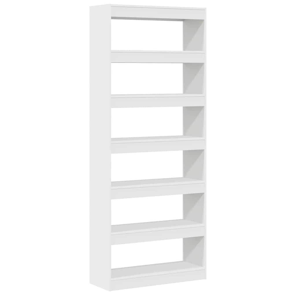 Bücherregal 6 Ebenen 80 x 30 x 198 cm Holzwerkstoff Weiß