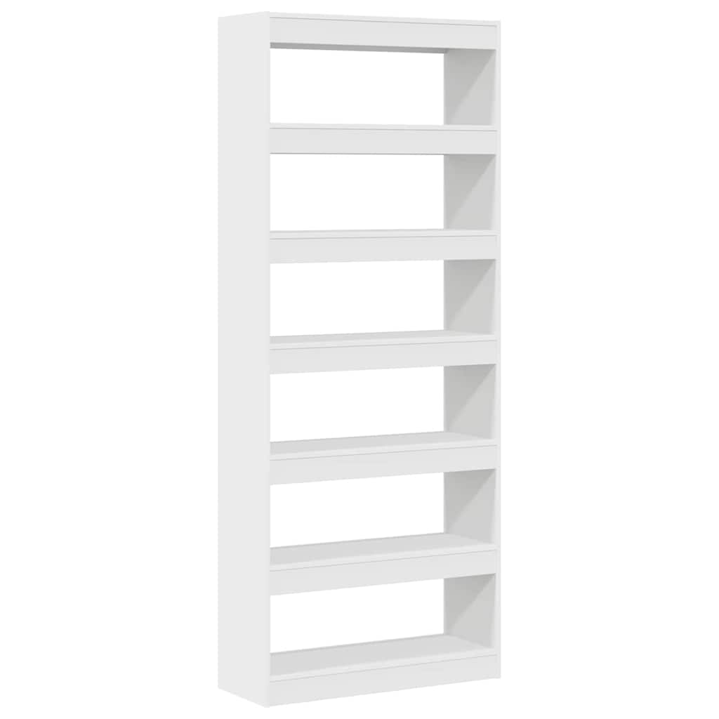 Bücherregal 6 Ebenen 80 x 30 x 198 cm Holzwerkstoff Weiß