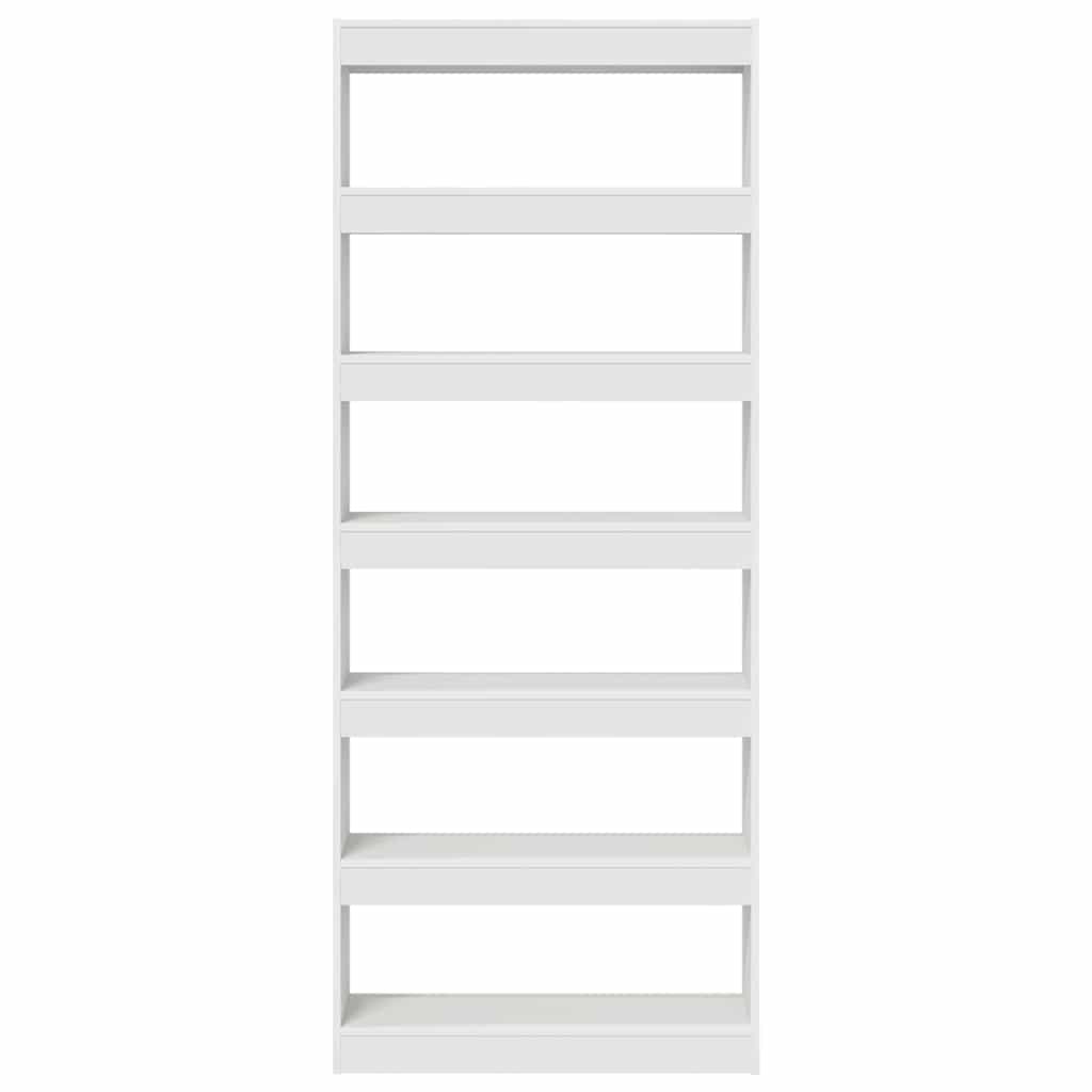 Bücherregal 6 Ebenen 80 x 30 x 198 cm Holzwerkstoff Weiß