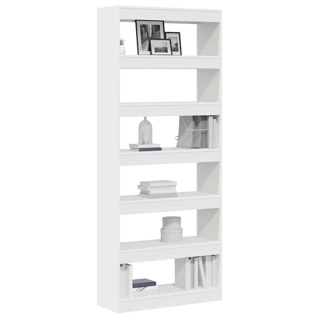 Bücherregal 6 Ebenen 80 x 30 x 198 cm Holzwerkstoff Weiß