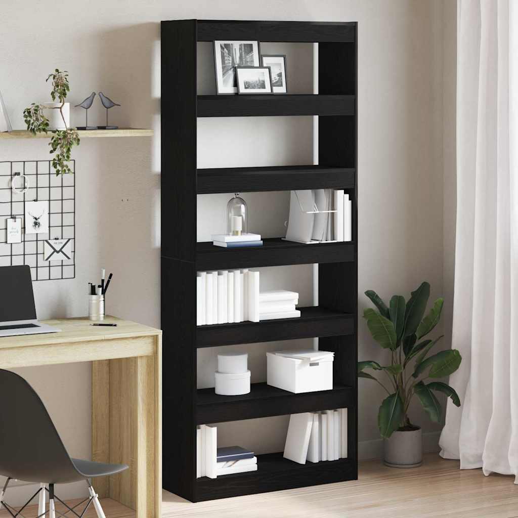 Bücherregal mit Regal Schwarz 80 x 30 x 198 cm Holzwerkstoff