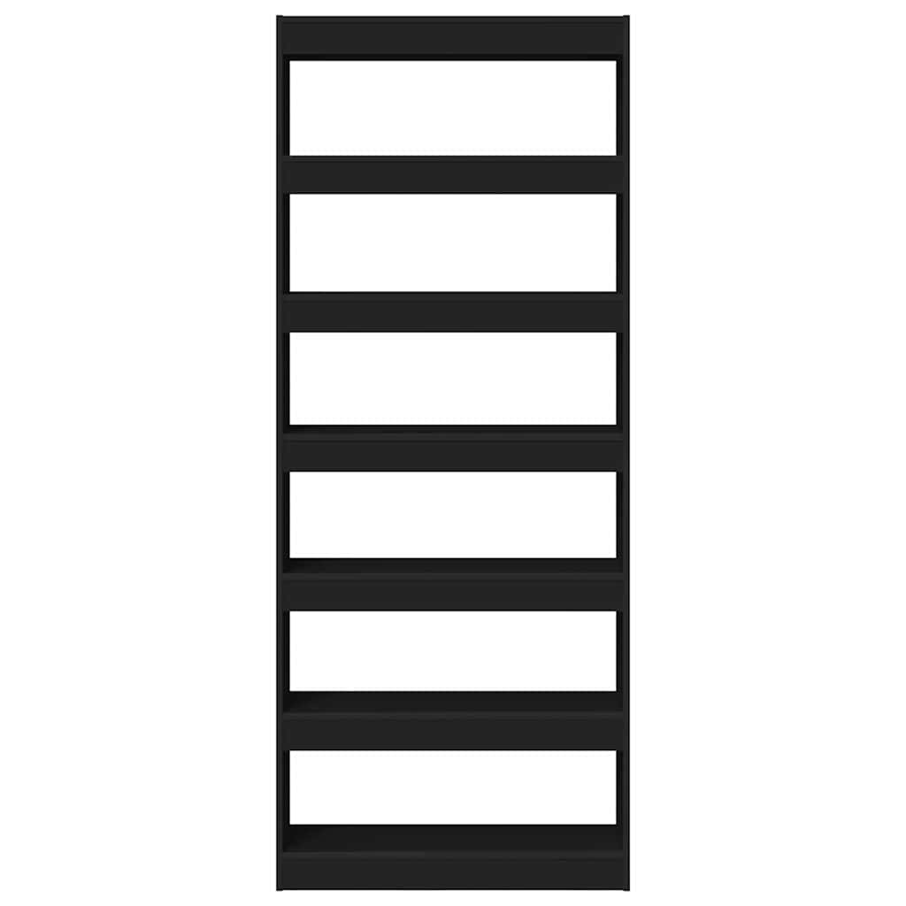Bücherregal mit Regal Schwarz 80 x 30 x 198 cm Holzwerkstoff