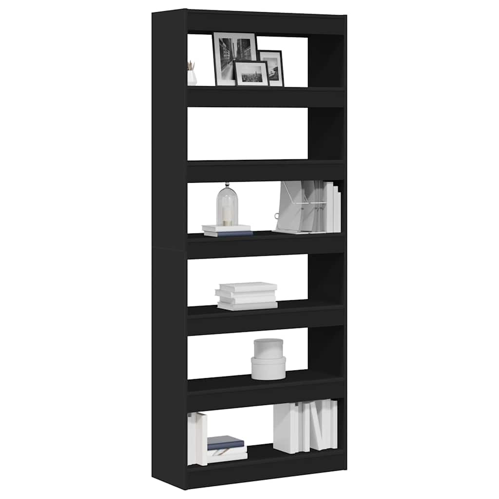 Bücherregal mit Regal Schwarz 80 x 30 x 198 cm Holzwerkstoff