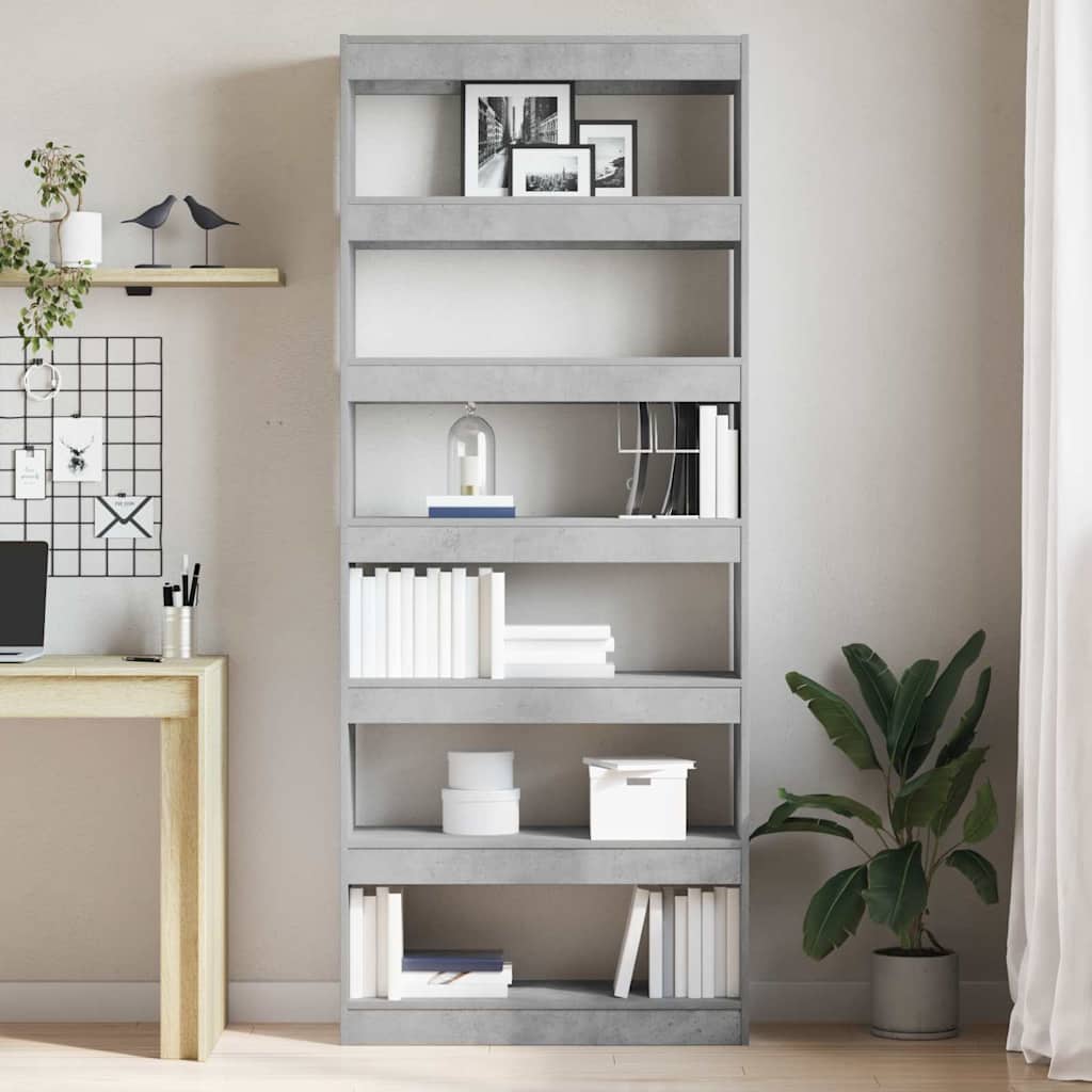Bücherregal 6 Ebenen 80 x 30 x 198 cm Holzwerkstoff Beton Grau