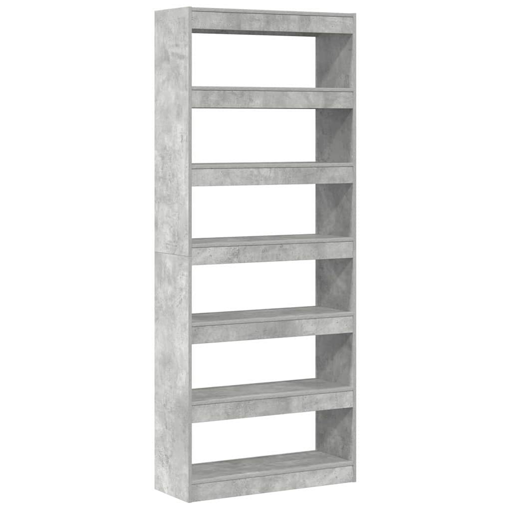 Bücherregal 6 Ebenen 80 x 30 x 198 cm Holzwerkstoff Beton Grau