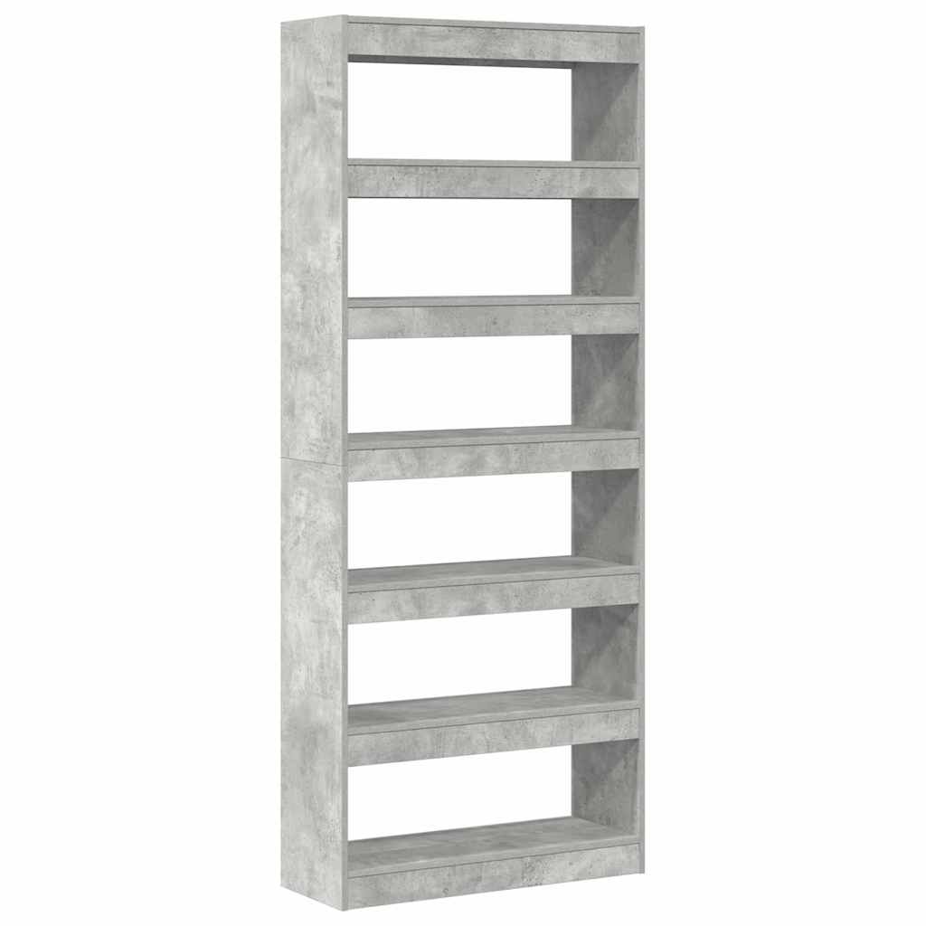 Bücherregal 6 Ebenen 80 x 30 x 198 cm Holzwerkstoff Beton Grau
