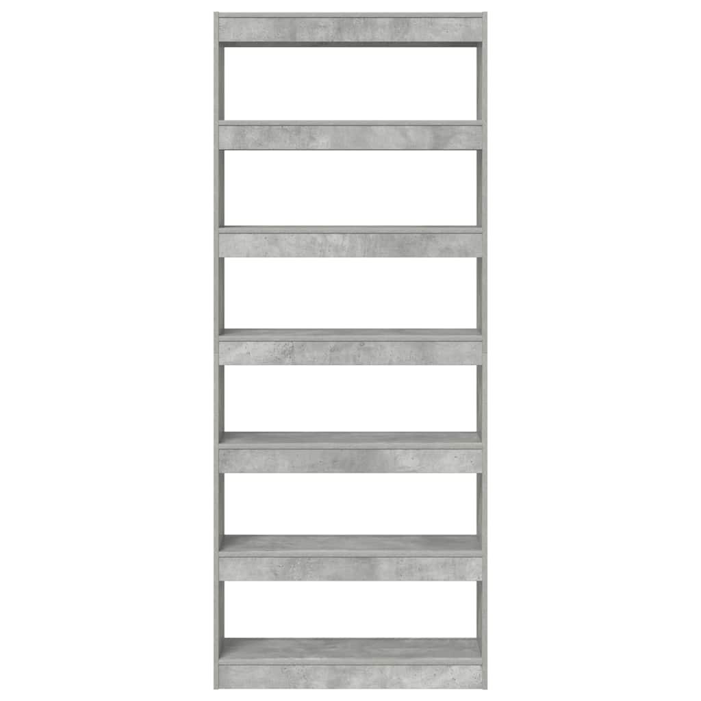 Bücherregal 6 Ebenen 80 x 30 x 198 cm Holzwerkstoff Beton Grau