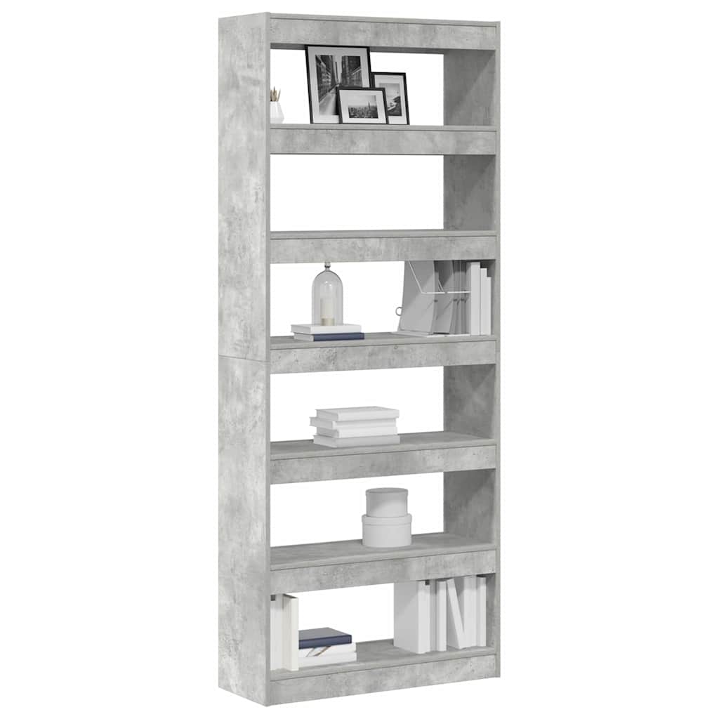 Bücherregal 6 Ebenen 80 x 30 x 198 cm Holzwerkstoff Beton Grau