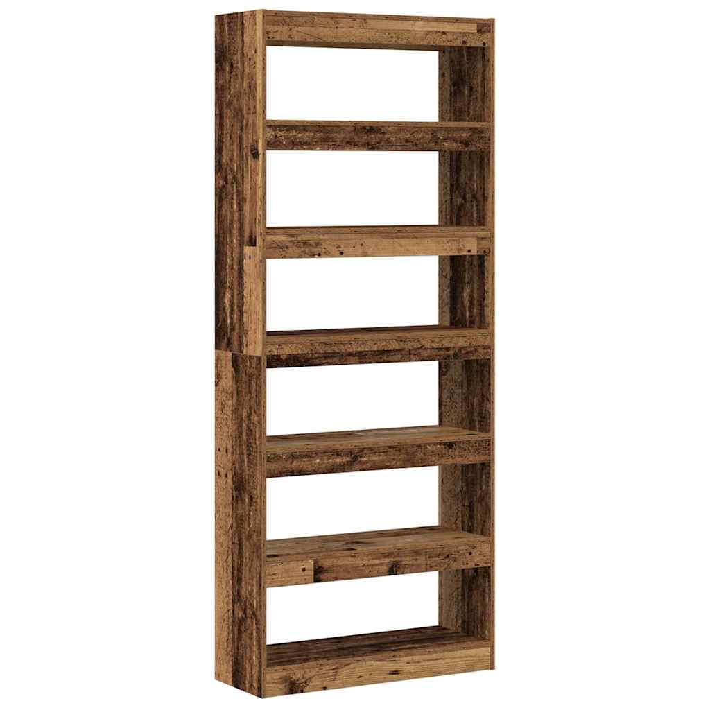 Bücherregal 6 Ebenen 80 x 30 x 198 cm Holzwerkstoff Altholz