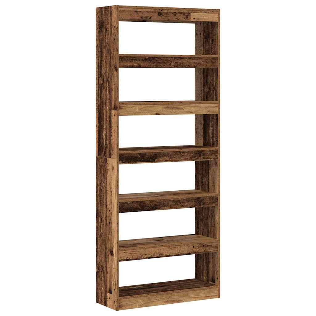 Bücherregal 6 Ebenen 80 x 30 x 198 cm Holzwerkstoff Altholz