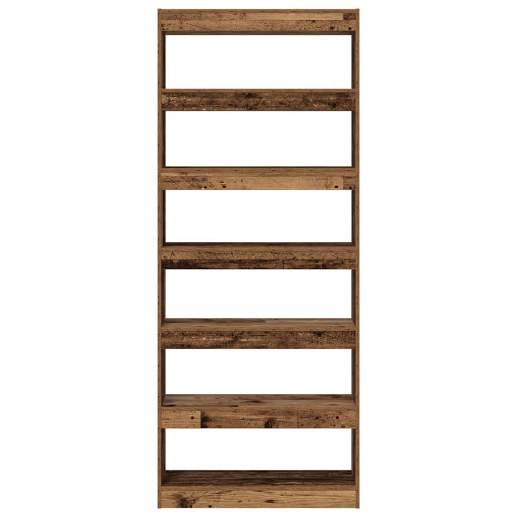 Bücherregal 6 Ebenen 80 x 30 x 198 cm Holzwerkstoff Altholz