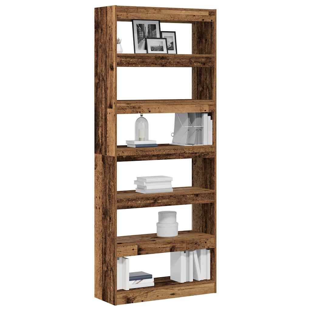 Bücherregal 6 Ebenen 80 x 30 x 198 cm Holzwerkstoff Altholz