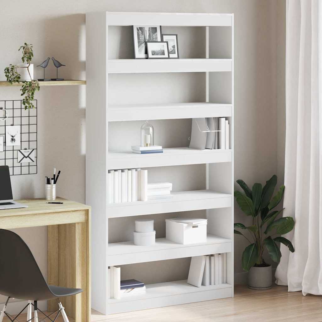 Bücherregal 6 Ebenen 100 x 30 x 198 cm Holzwerkstoff Weiß