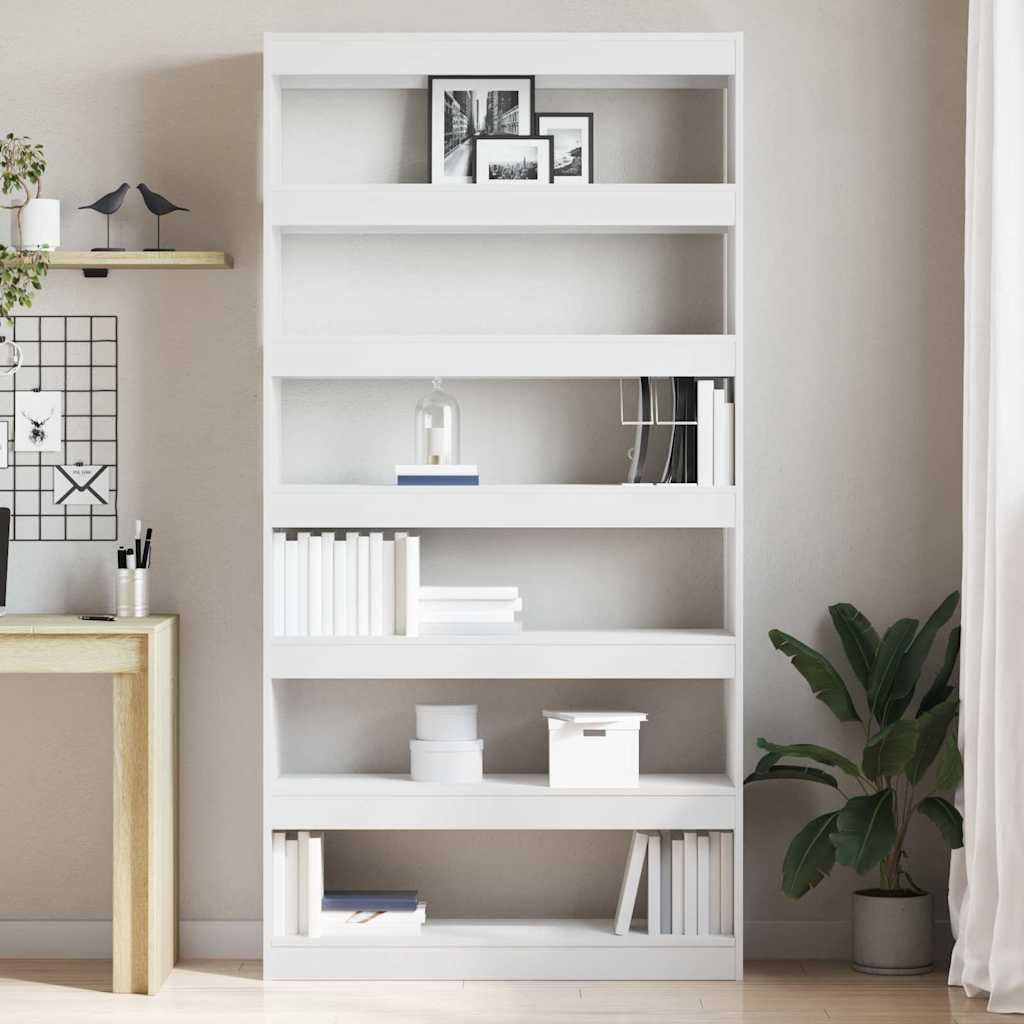 Bücherregal 6 Ebenen 100 x 30 x 198 cm Holzwerkstoff Weiß