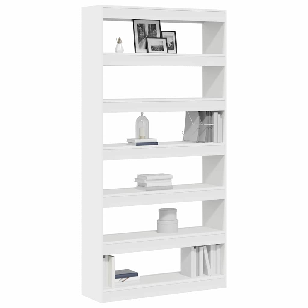 Bücherregal 6 Ebenen 100 x 30 x 198 cm Holzwerkstoff Weiß