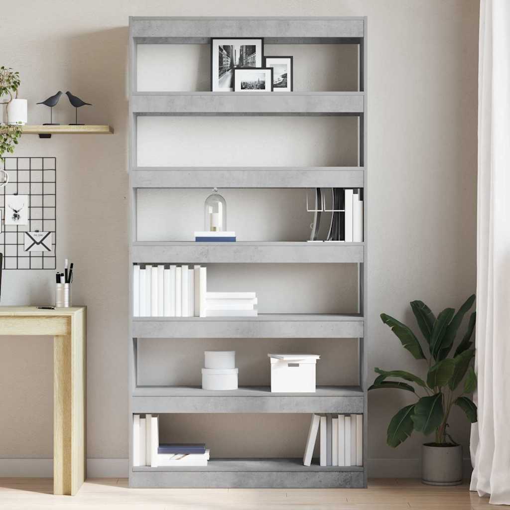 Bücherregal 6 Ebenen 100 x 30 x 198 cm Holzwerkstoff Beton Grau