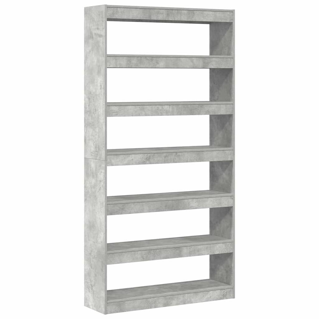 Bücherregal 6 Ebenen 100 x 30 x 198 cm Holzwerkstoff Beton Grau