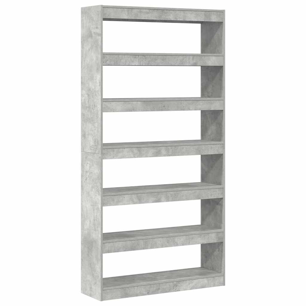 Bücherregal 6 Ebenen 100 x 30 x 198 cm Holzwerkstoff Beton Grau