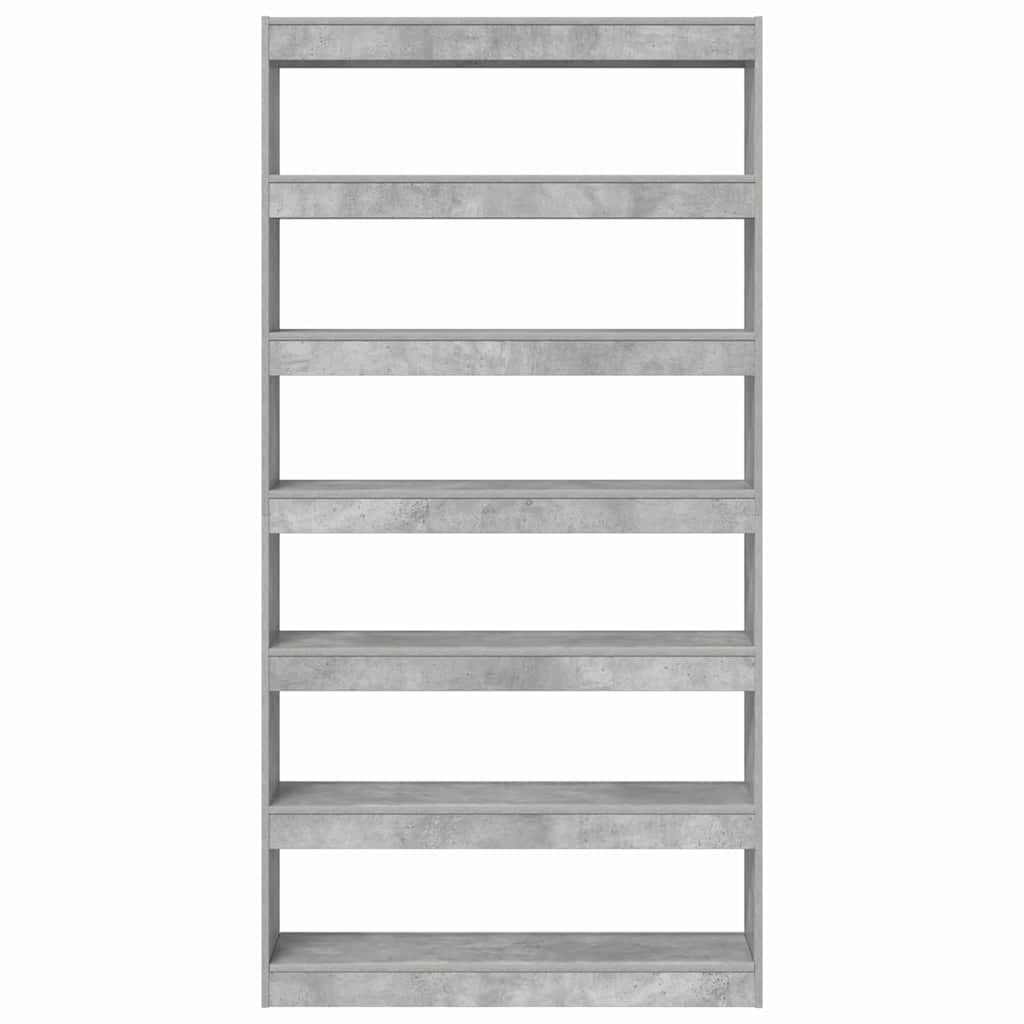 Bücherregal 6 Ebenen 100 x 30 x 198 cm Holzwerkstoff Beton Grau