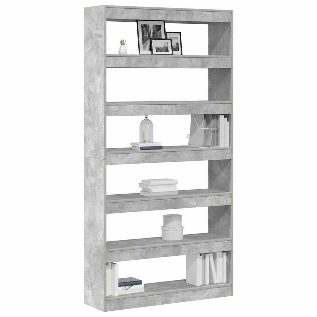 Bücherregal 6 Ebenen 100 x 30 x 198 cm Holzwerkstoff Beton Grau