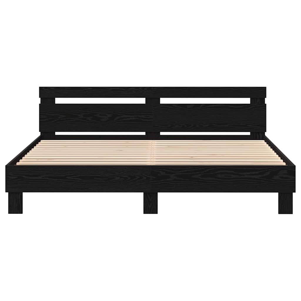 Bettrahmen Schwarz Eichen-Optik 200 x 200 cm Holzwerkstoff