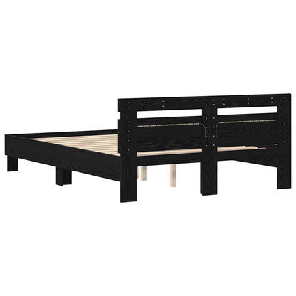 Bettrahmen Schwarz Eichen-Optik 150 x 200 cm Holzwerkstoff