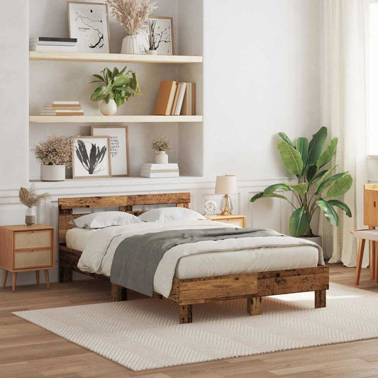 Bettgestell mit Kopfteil Altholz 135 x 190 cm Holzwerkstoff