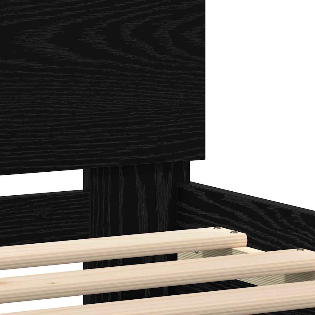 Bettrahmen Schwarz Eichen-Optik 135 x 190 cm Holzwerkstoff